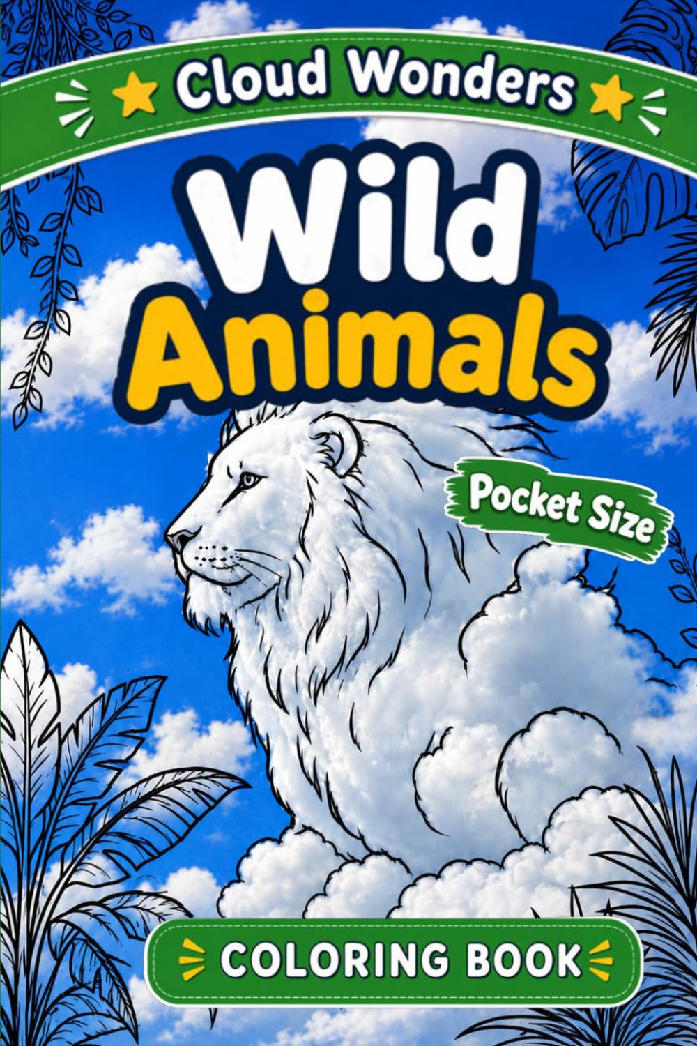 Pocket Size Wild Animals Coloring Book Cloud Wonders: Mini Coloring Book (4x6) Creative Drawing Cloud Doodle Pages for Adults Seniors Teens and Children