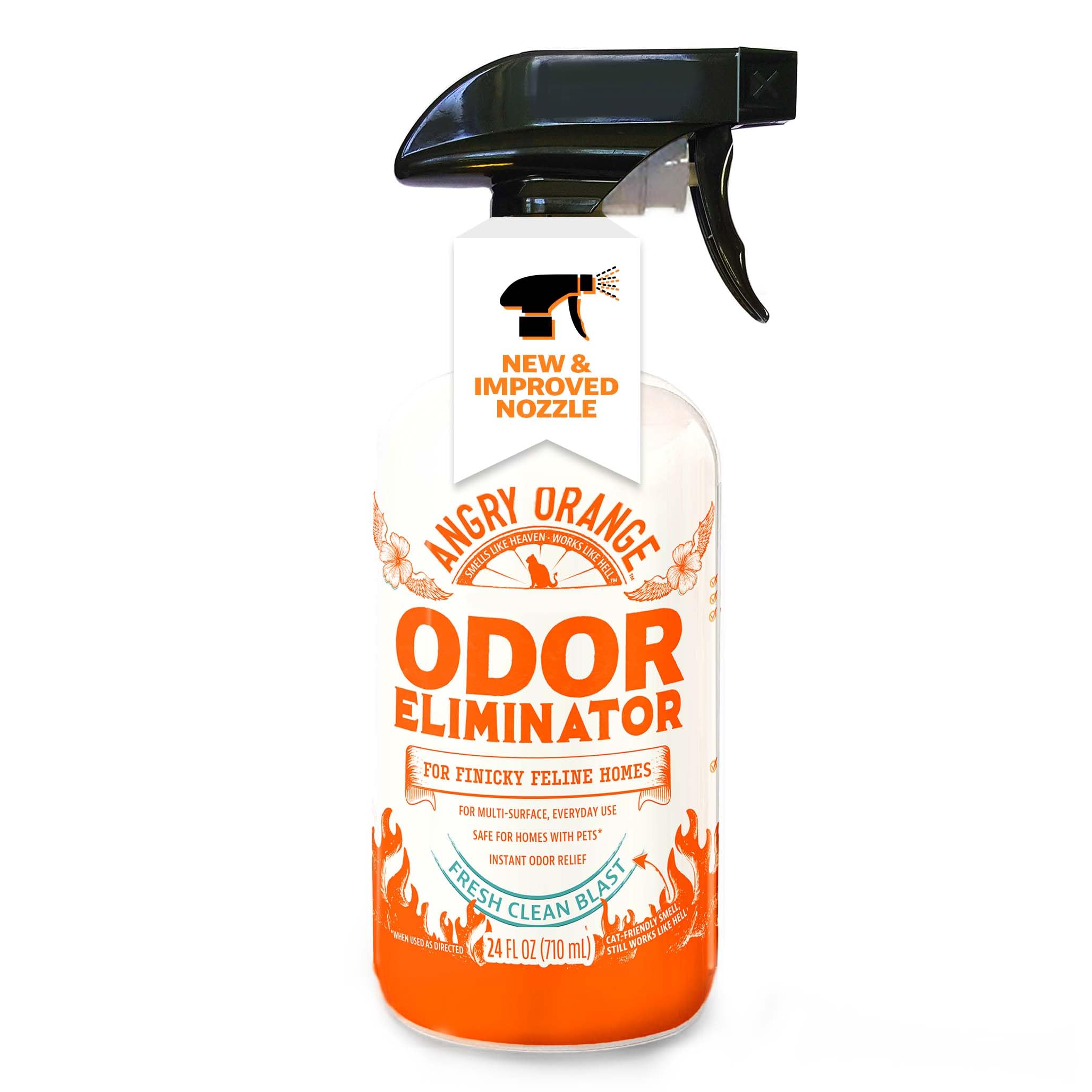 ANGRY ORANGE Pet Odor Eliminator for Cat Urine, Carpet Stains, and Strong Smells – Fresh Scent Odor Remover- 24 oz