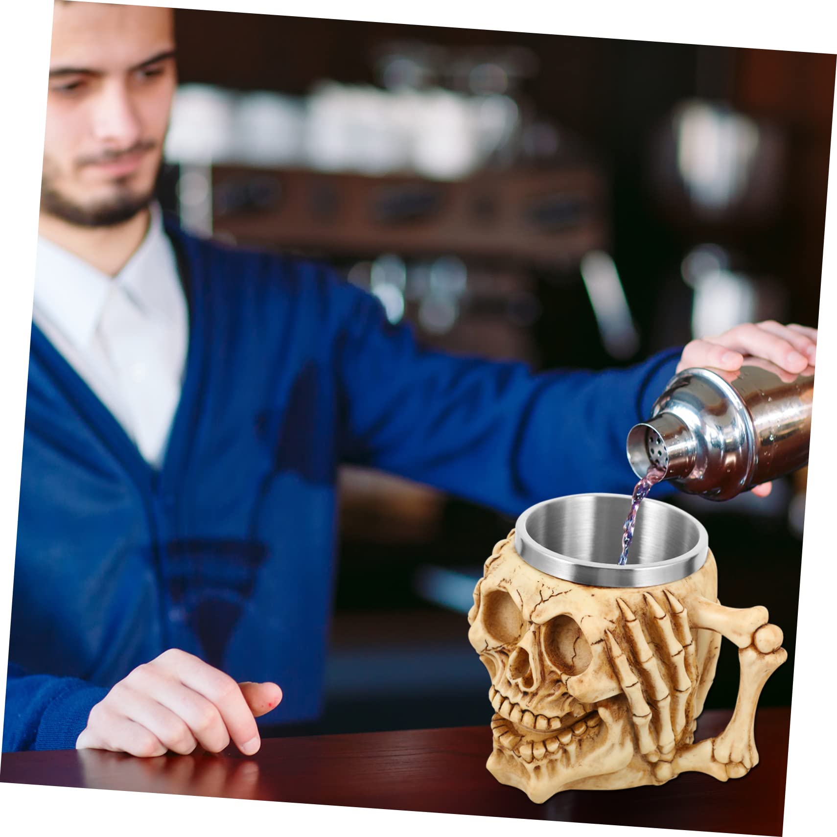 PRETYZOOM 3 Piezas Tazas Decoración De Halloween Esqueleto Vasos Vikingo Taza De Café Gótico Caldero Forma De Calavera Copa Esqueleto Copa De Beber Cuerno Cráneo Taza De Té De Acero