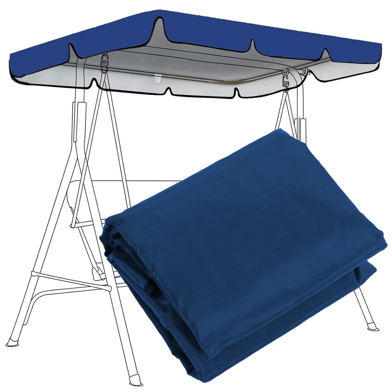 Toldo de repuesto para columpio 210D tela de buey de 65 x 45 pulgadas cubierta impermeable de jardín