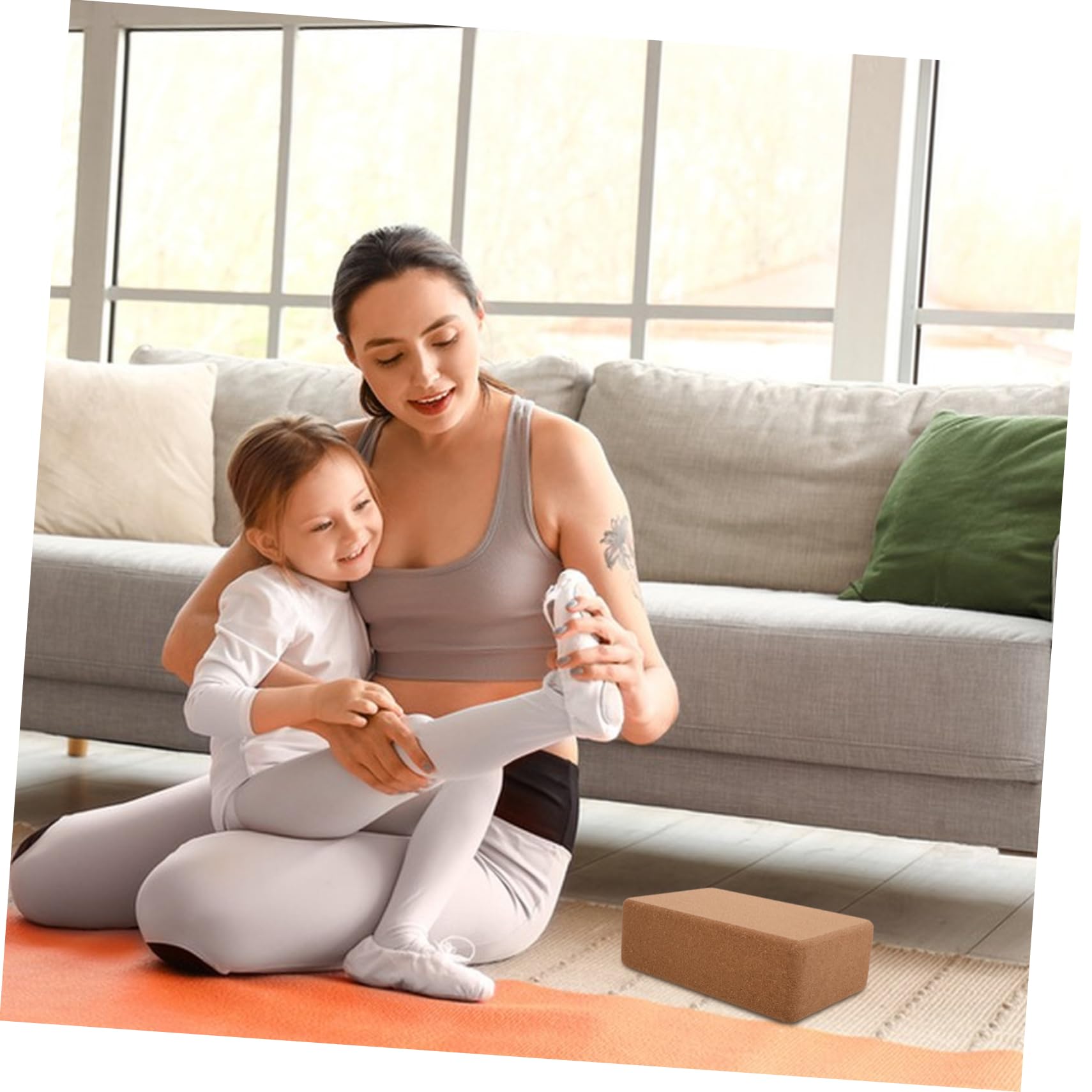 Bloque de Yoga de Corcho Alta Densidad para Niños, Khaki