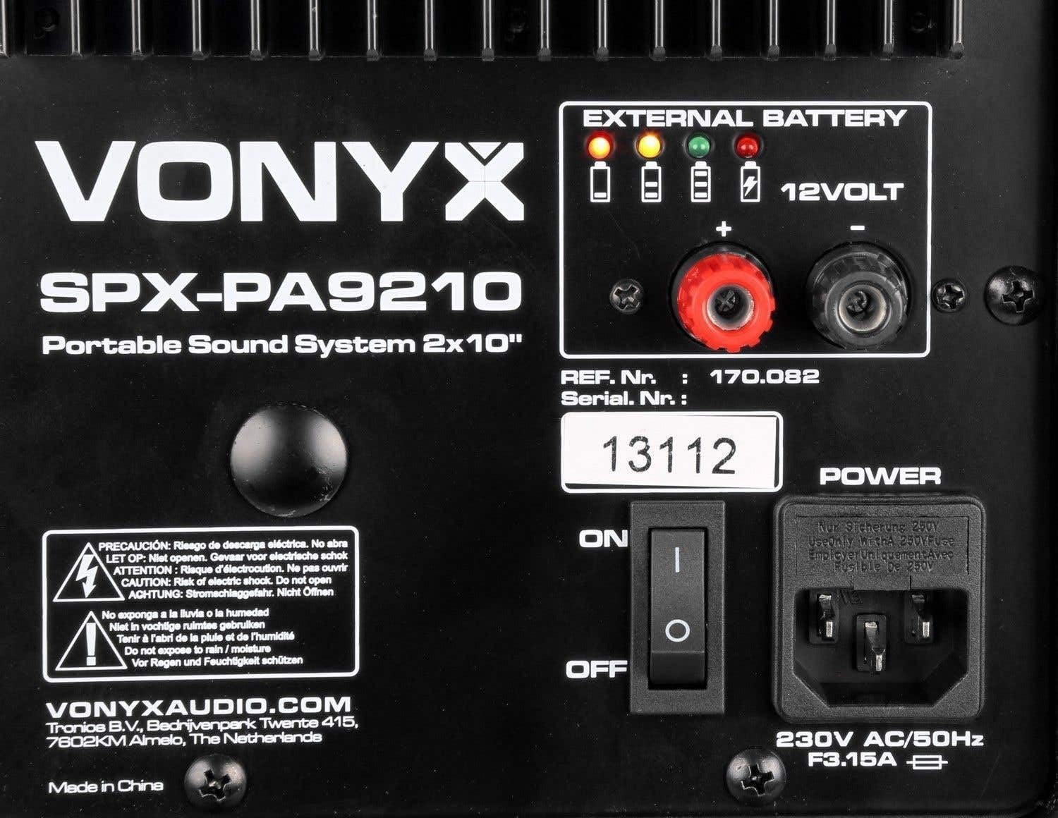 Vonyx SPX-PA9210 Akku Bluetooth Partybox, 1000 Watt mobiler Party Lautsprecher, Musikbox, Karaoke Anlage, Aktivlautsprecher mit Equalizer, für Unterwegs, Zuhause, Strand oder kleine Partys