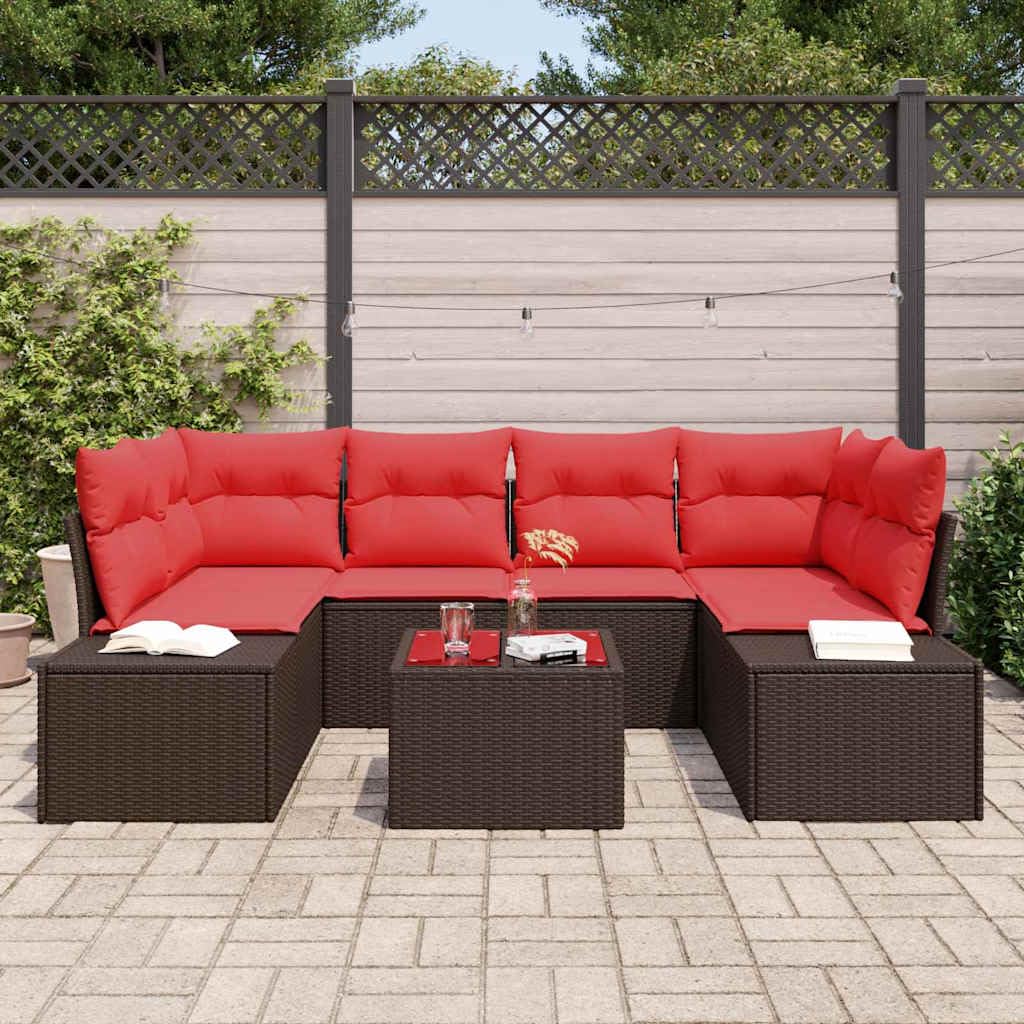 Set di divani da giardino in polyrattan, 8 pezzi, beige e