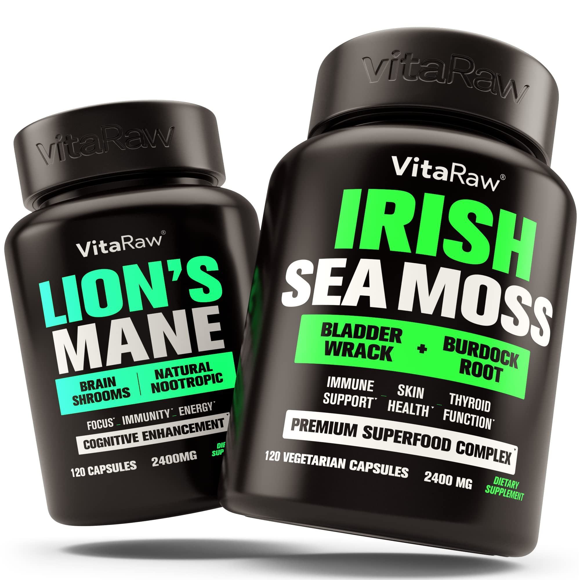 Lions Mane Mushroom + Irish Sea Moss - Brain Booster Memory & Energy + Immune Support, Joint & Thyro