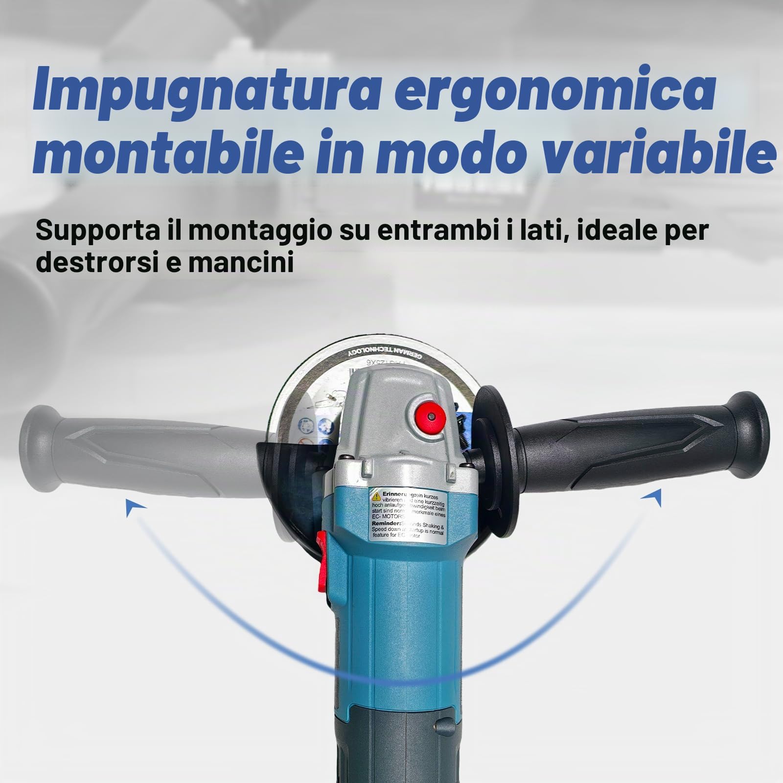 FANZWORK Smerigliatrice Angolare 1500W Motore EC Senza Spazzole, Copertura di Protezione 125mm 1, Leggera 2 kg, Velocità Regolabile in 6 Livelli, Levigatura Precisa, Senza Manutenzione