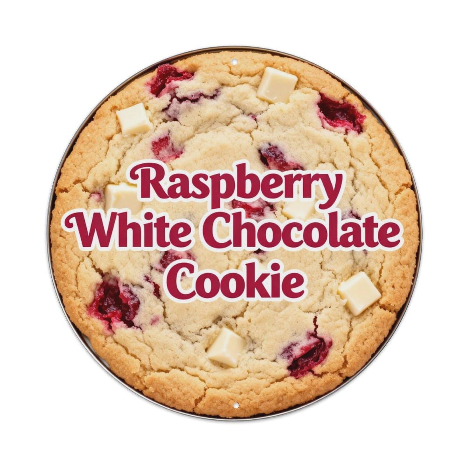 Raspberry White Chocolate Cookie Metal Tin Sign Plaque