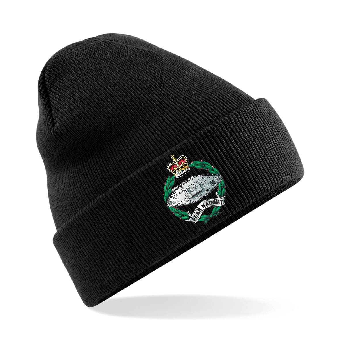 Psave Men's Nero Royal Tank Regit Insignia Premium Embroidered Beanie Hat, Bob Hat British Army Military (Black)