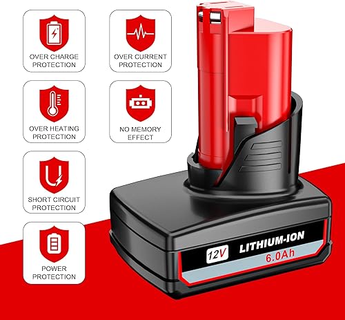 Miniatura 2 de Simple Plus+ Batería de repuesto de 6.0 Ah 12V para Milwaukee M12, paquete de 2 baterías de iones de litio de 12 V compatibles con herramientas
