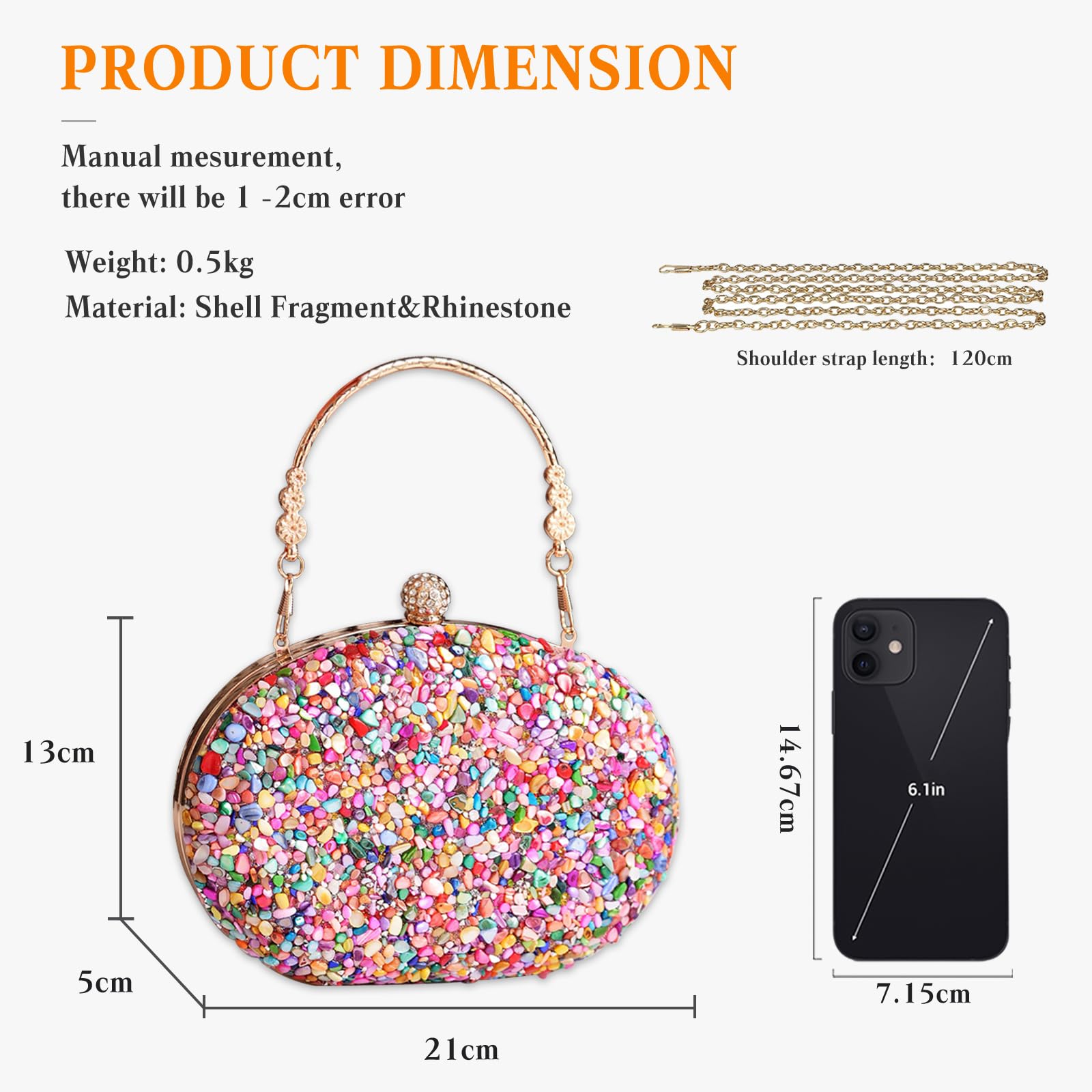 CORIOS Lentejuelas Clutch para Mujer Bolsa de Noche Bolso de Boda Bolsa de Cadena Pequeña Bolso de Fiesta Lujoso Bolso de Hombro Elegante Fiesta de Graduación Banquete Bolsos Bandolera Multicolor