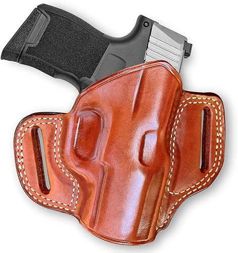 Funda de cuero para panqueques OWB con parte superior abierta para Sigg P365 de 0.354 in, micro compacto de 3.1 pulgadas, dibujo a mano derecha,