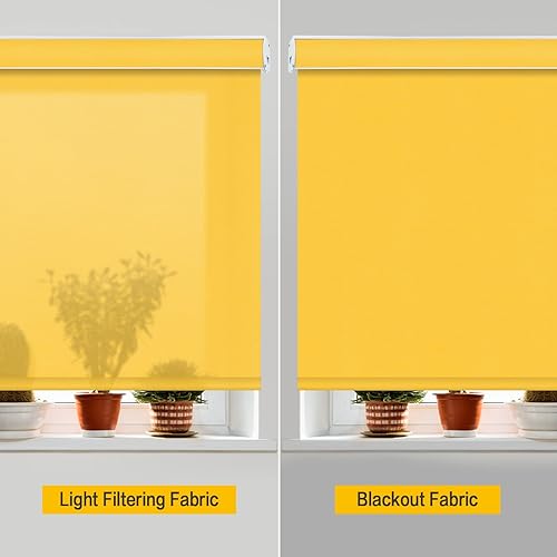 Vista 71 de Yin Yang Persianas opacas con cenefa inalámbrica, cortinas de tela filtrante de luz UV blanca, persianas enrollables con cenefa de metal cubierta