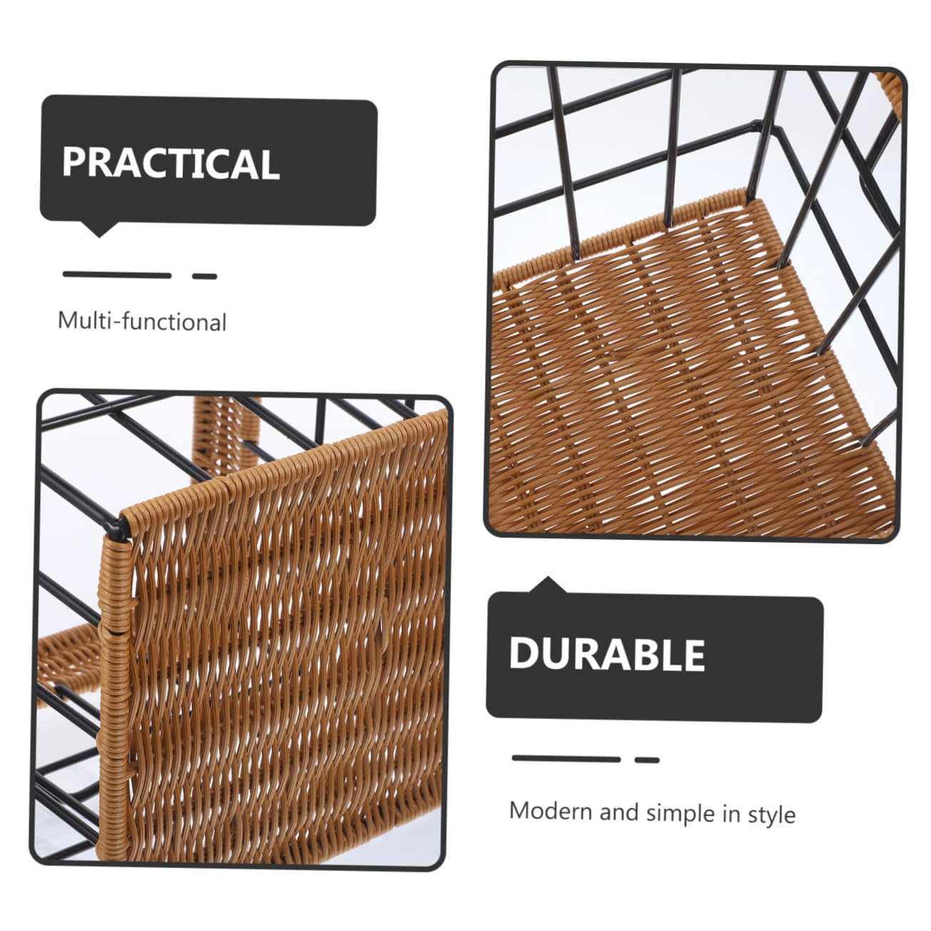 Mipcase Panier à Pain Tressé Petit Carré en Fer Antirouille Panier Alimentaire en Métal Peint pour Boulangerie et Service à Table Multifonction Domestique et Professionnel