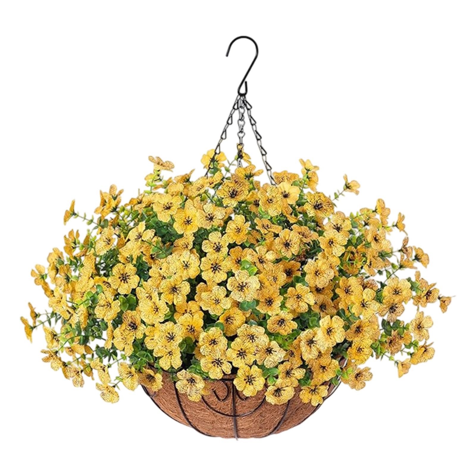 Tsophreniq Realistic Silk Pansies Hanging Plant Outdoor Coconut Basket Artificial Violets Decoration for Window Sill and Terraces Artificial Violets Flowers for Porch