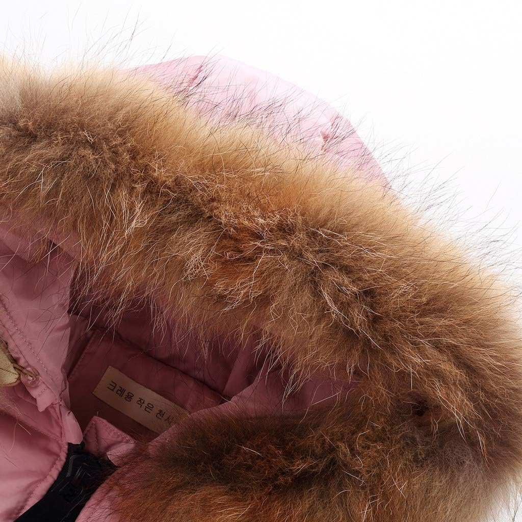 AnFeng Baby Boy Clothes Kids Girls Winter Faux Hooded Down Coat Jacket Padded Overcoat (Pink, 7-9 Years)