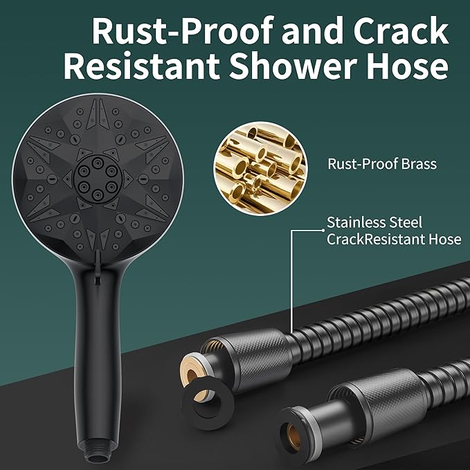 Regadera de Mano con Filtro Mate Negro - 10 Modos de Rociado miniatura 6