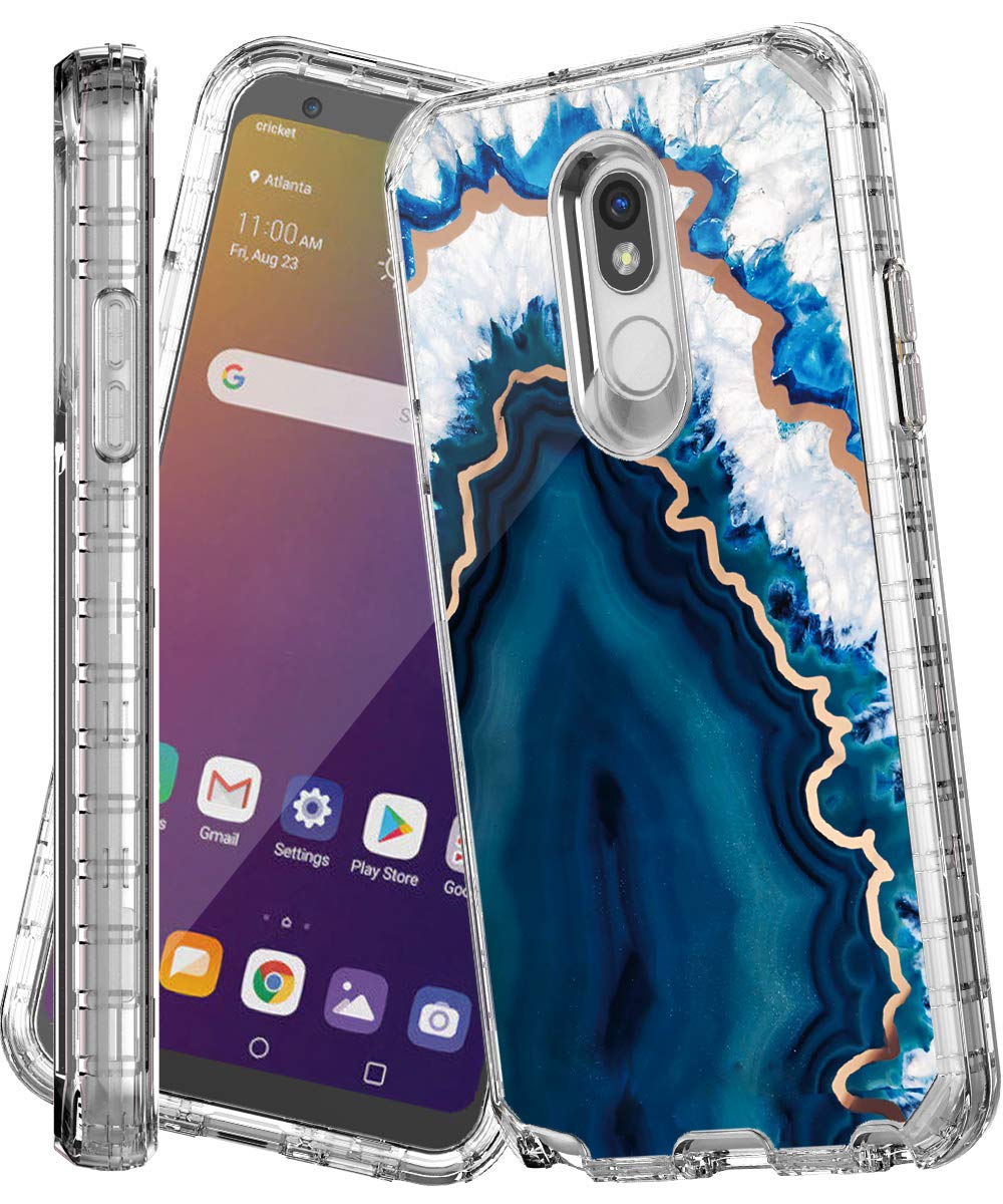 IN4U LG Stylo 5 Case, Full Body Military Grade Shockproof 3in1 Marble Design 360 Protective Cover for Lg Stylo5 [2019 Released] (Blue Agate)