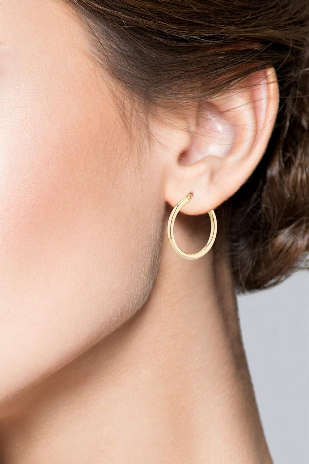 Miabella Italian 18K Gold Plated 925 Sterling Silver 2mm High Polished Round Tube Hoop Lightweight Earrings for Women Made in Italy