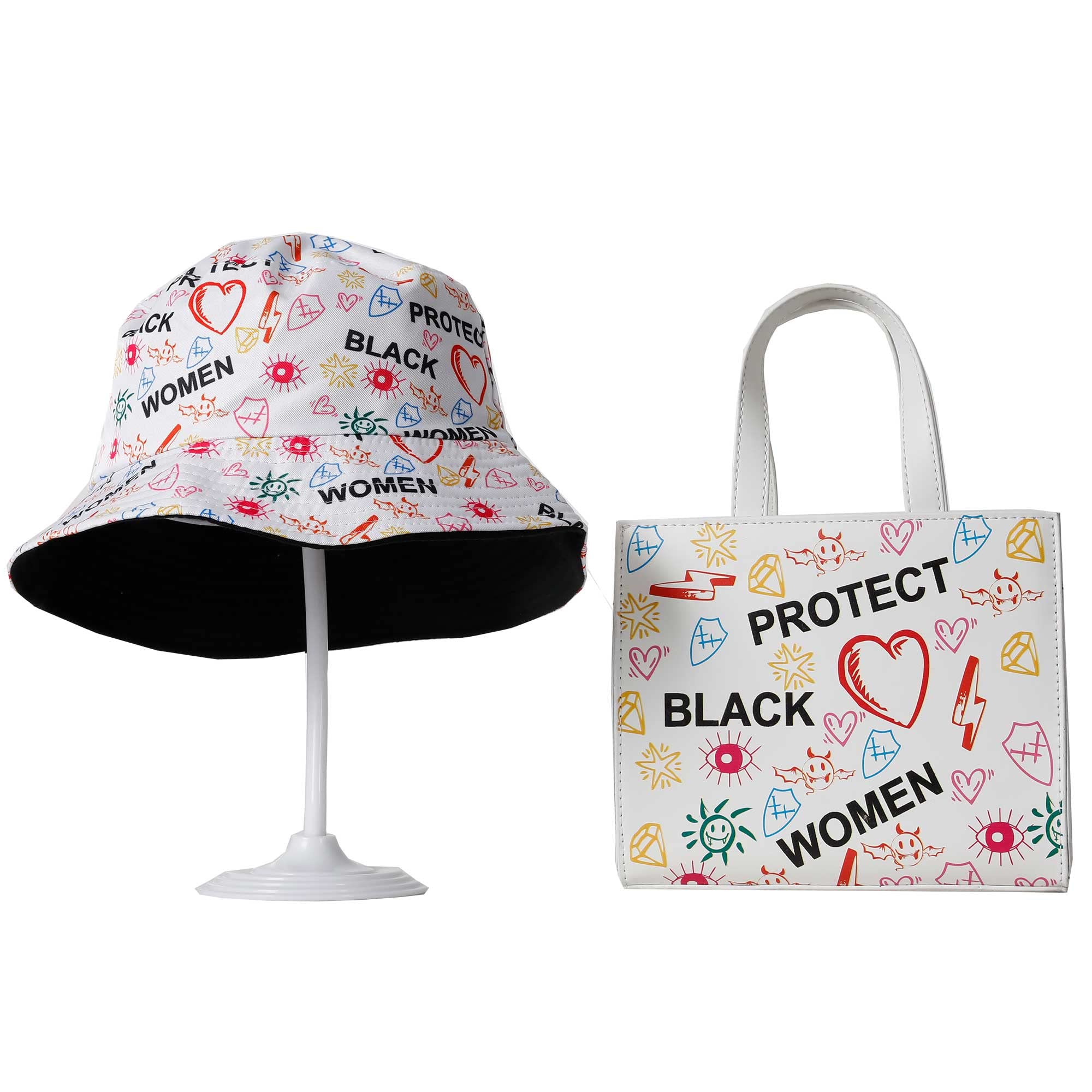 Vaeltaja protect black women purse graffiti tote bag PU Leather Top Handle Handbag Crossbody Satchel Shoulder Bag set