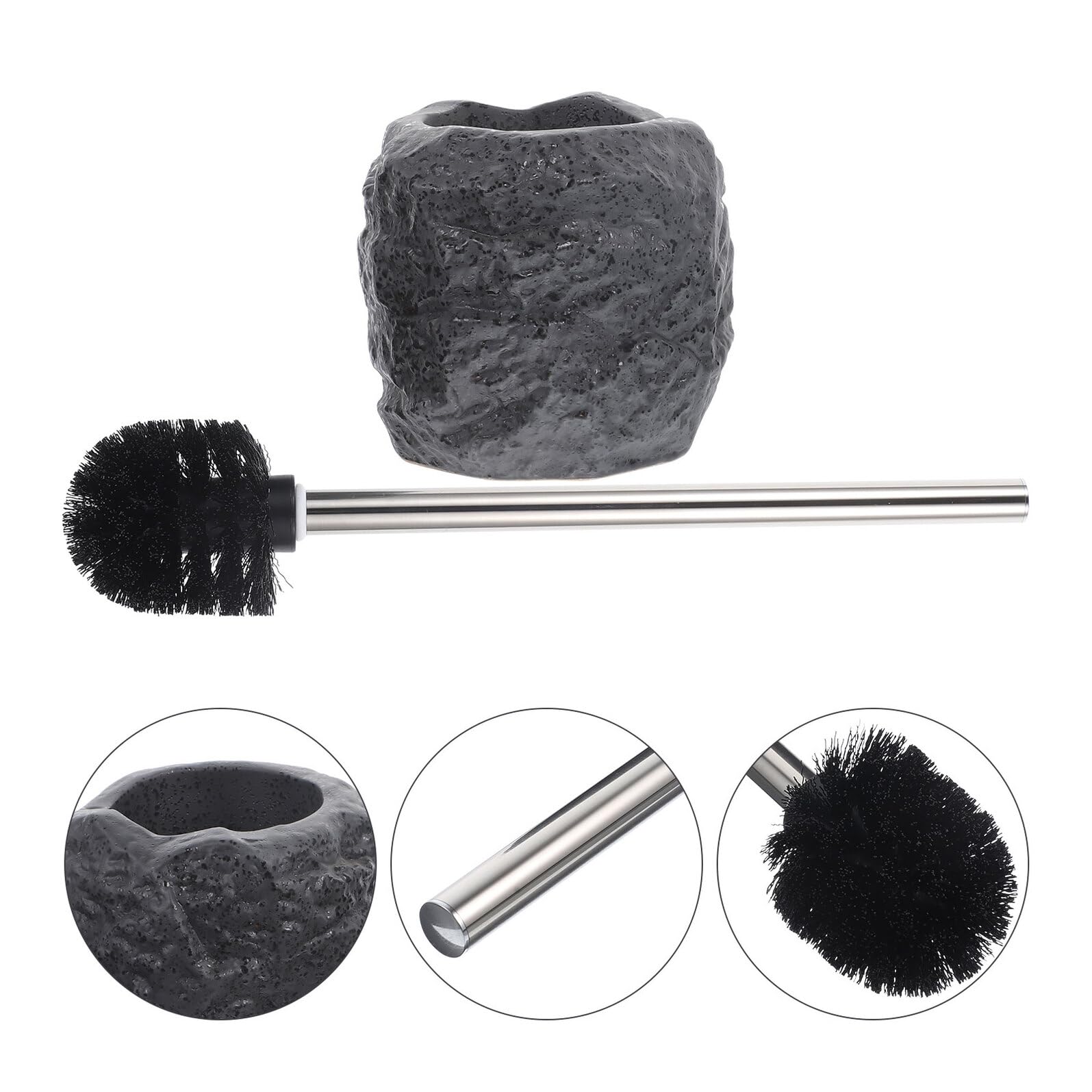 VALICLUD Escobilla para Limpieza de Baño Soporte de Cerámica y Mango de Acero Inoxidable, Accesorio Duradero y Práctico para Oficina y Centro Comercial Color Aleatorio