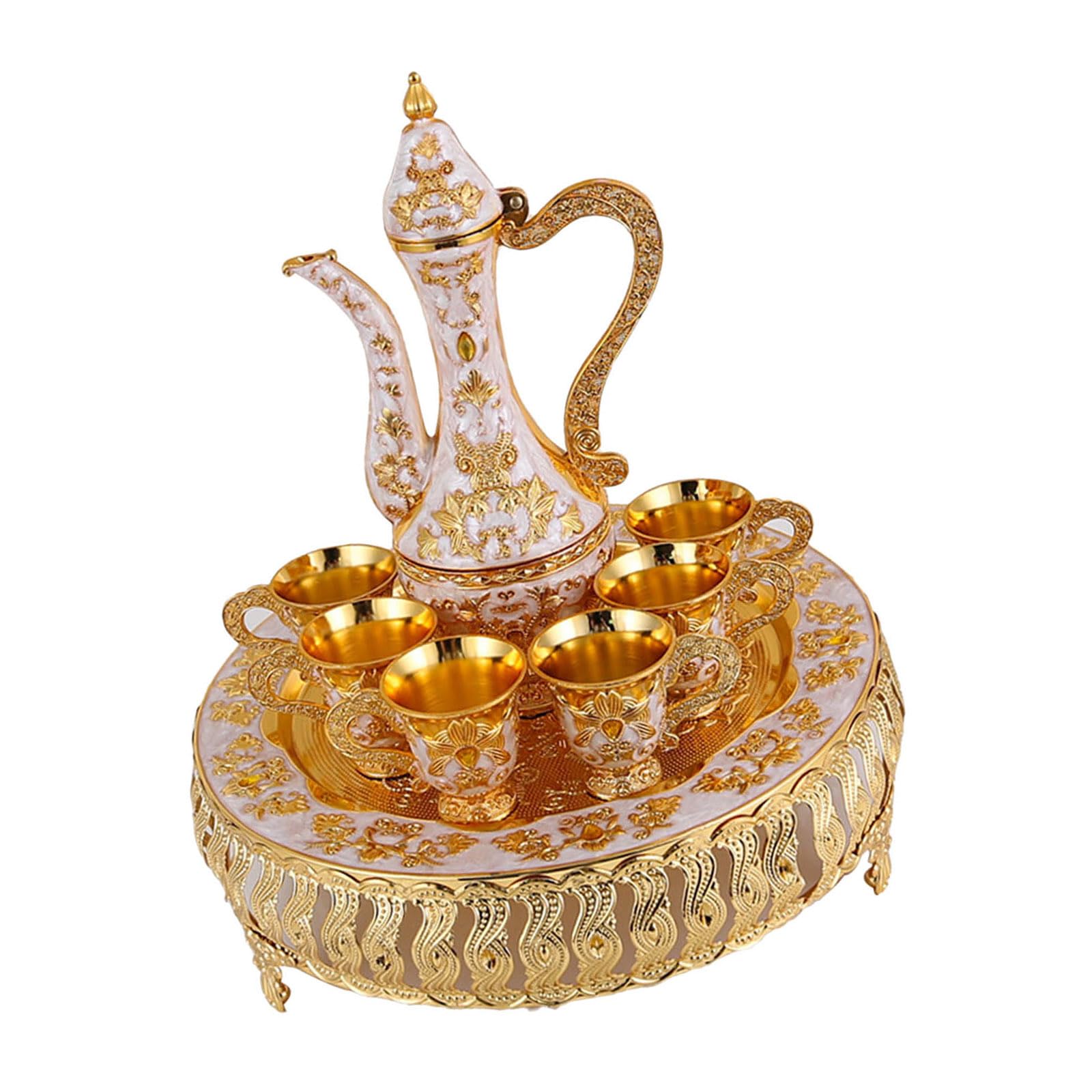 Hsioluted Drinkware Set with Tray and Matching Cup European Styles Metal Barwares Accessories for Entertaining Guests Metal Club Set