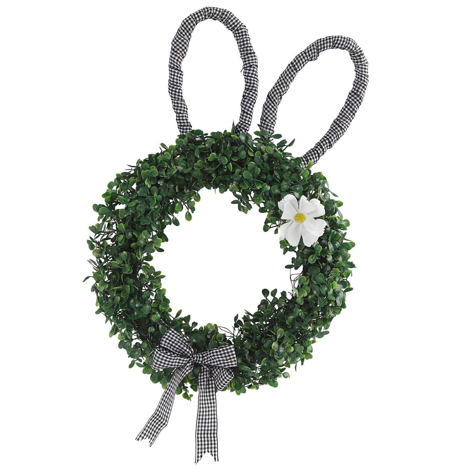 Elnwnnkc B User Friendly Wreath Including Rabbits And White Flowers For Easter And Year Round Decors Outdoor Sturdy Weather Proof Door Hanging Wreath