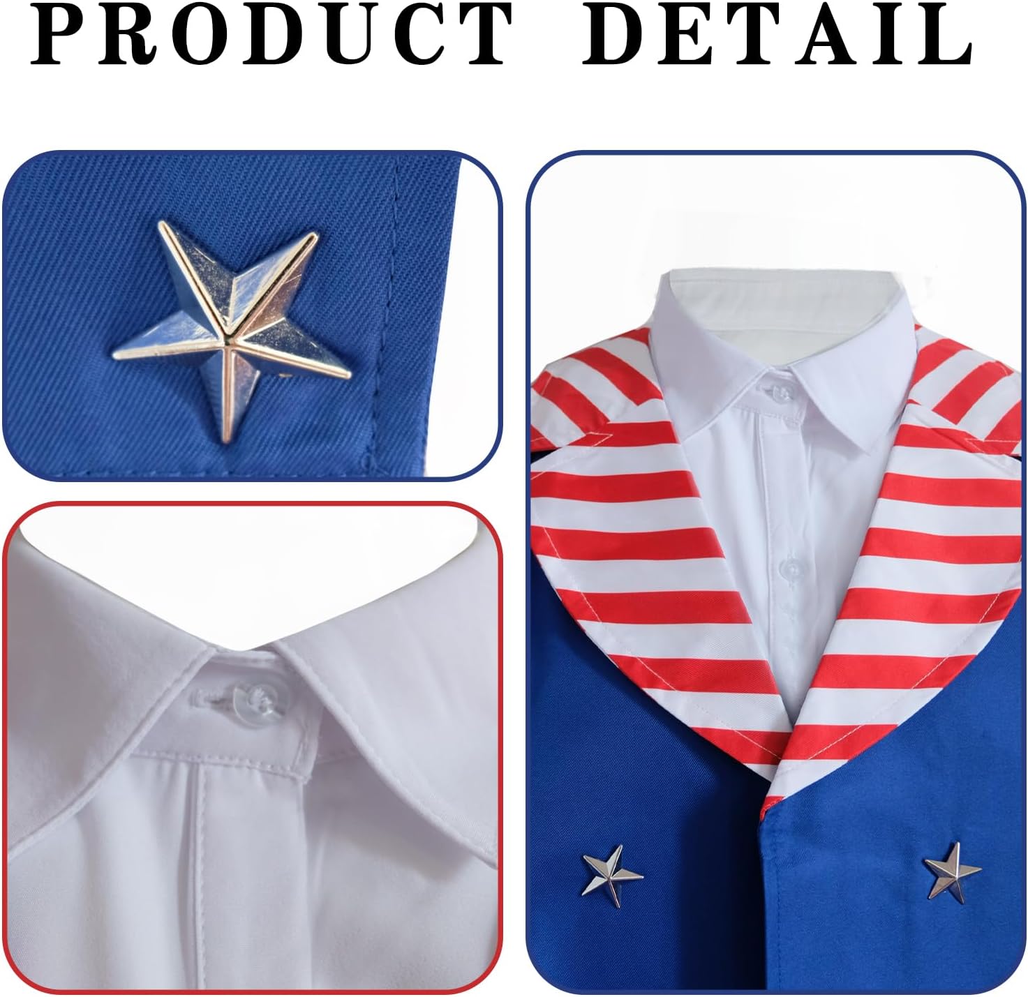 Mens Independence Day Uncle Costume Set 4th of July Outfit Patriotic Party Accessories with Hat Bow Tie Gloves