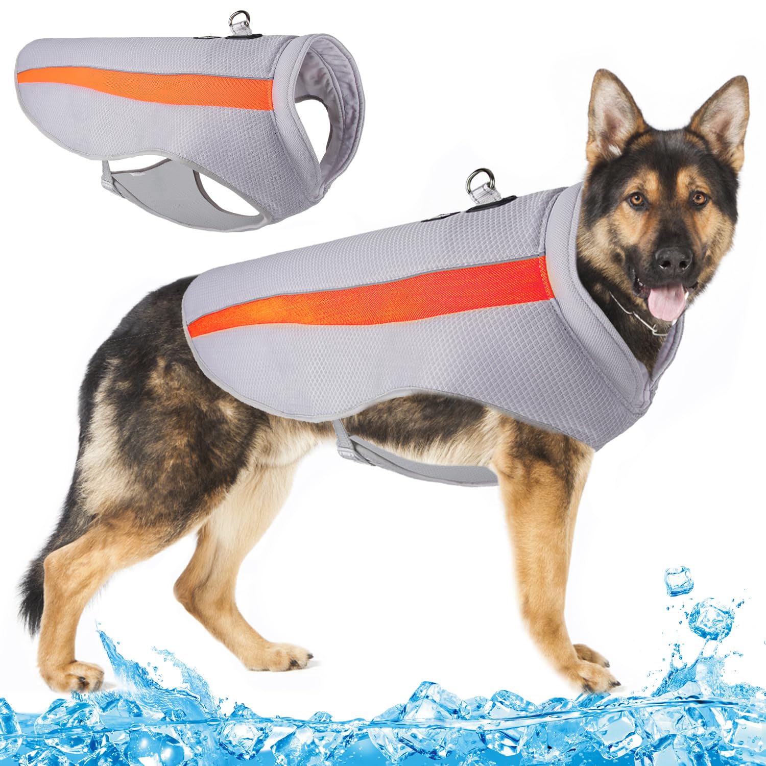 Chaleco refrigerador para perros, abrigo de refrigeración ajustable para perros de razas medianas y pesadas, color brillante y diseño reflectante, chalecos refrigeradores para perros para estaciones