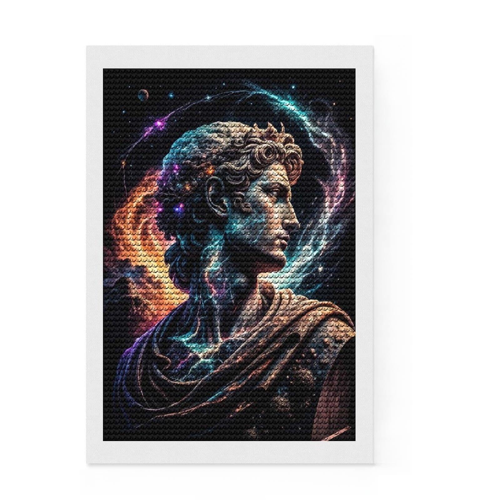 Junmoney Cosmic Bust Diamond Art Kit 8"x12", Calming Craft to Unwind, with Tool Kit, Living Room Decor, Festive Craft Gift