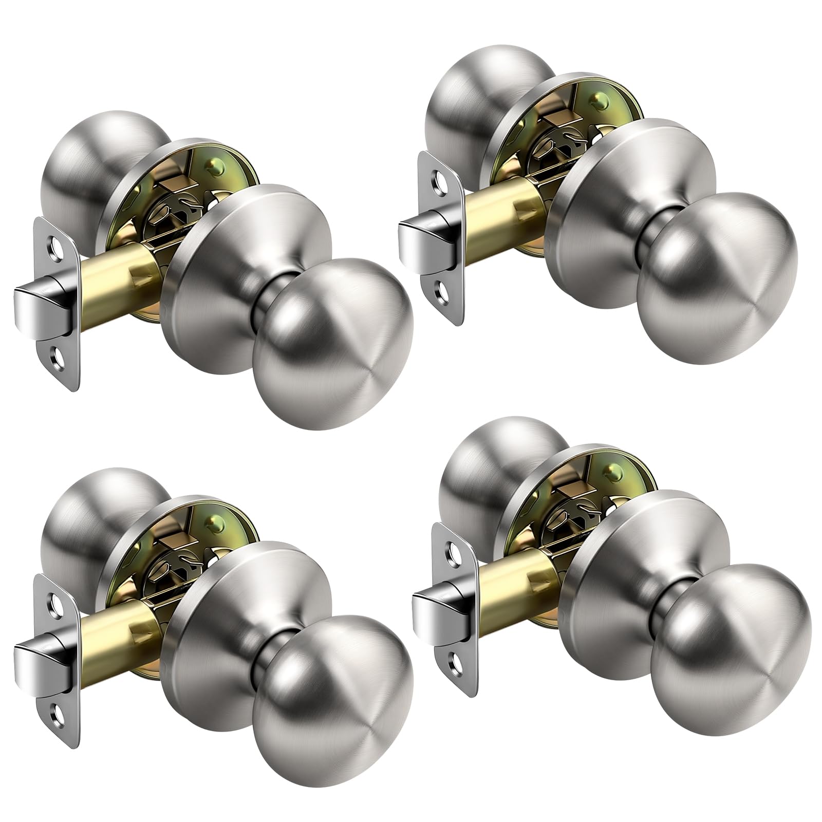 Brushed Nickel Door Knobs - Keyless Privacy -22