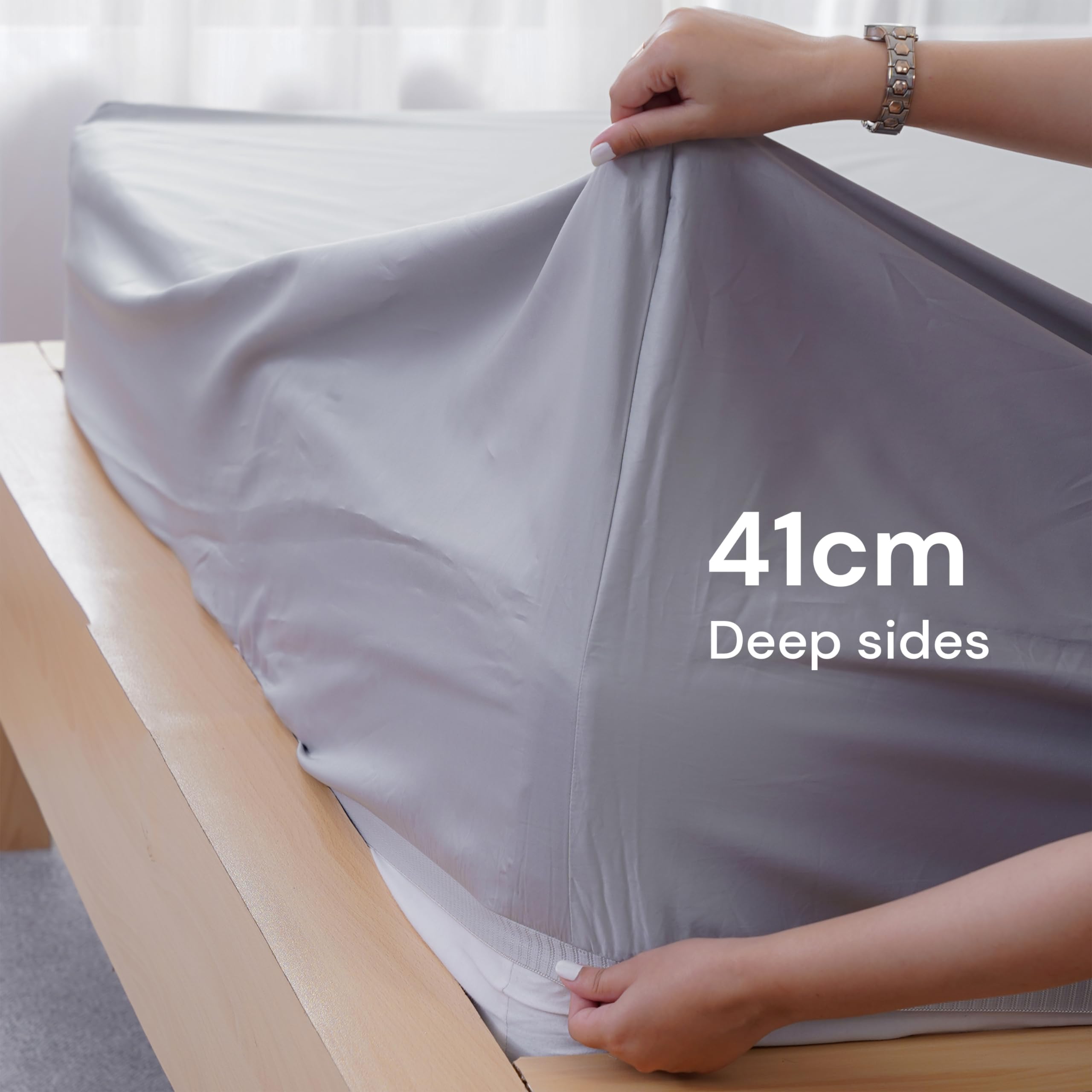 Sheet Story 100% Egyptian Cotton King Size Fitted Sheets, 41cm Deep Pocket, 400 Thread Count - Image 2