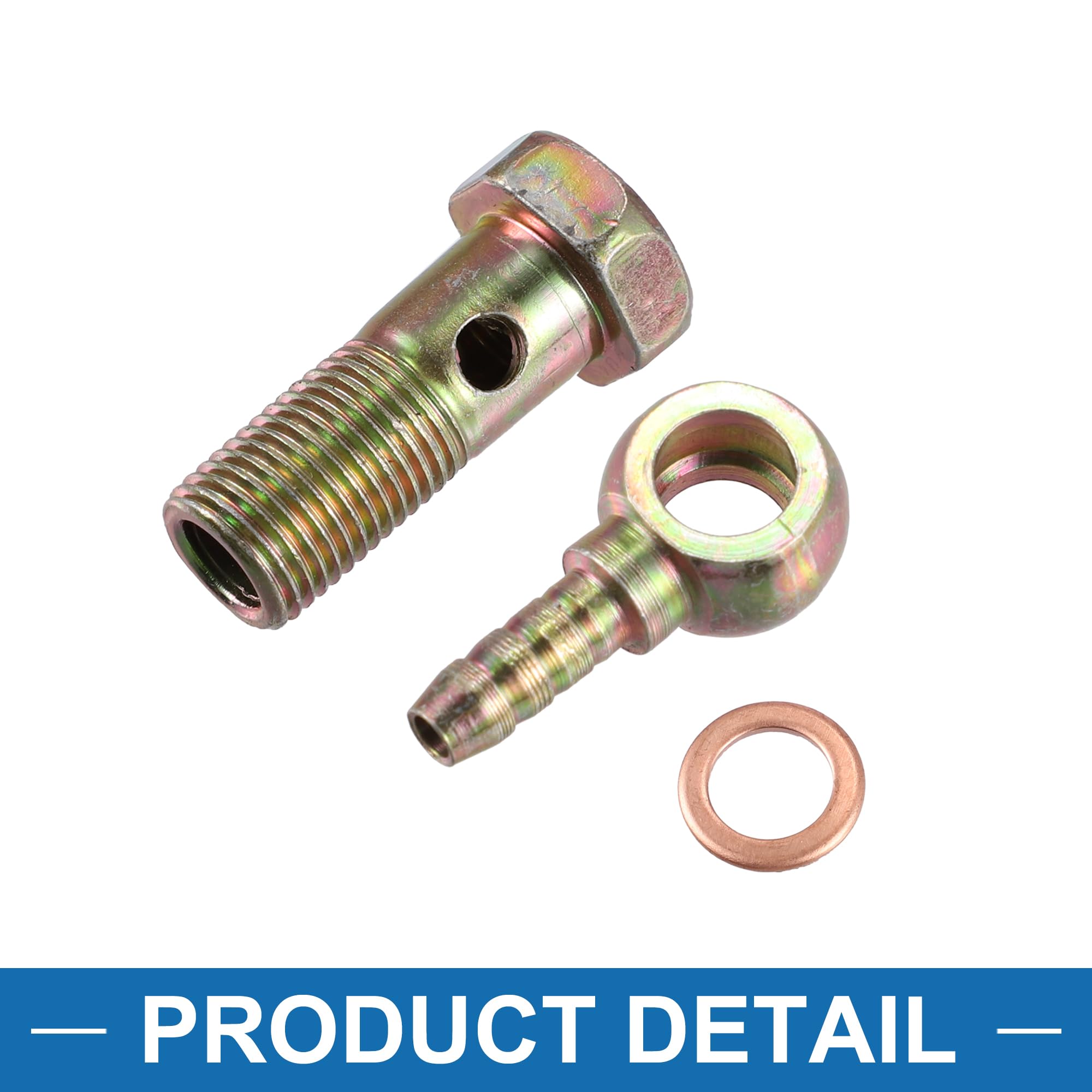 A ABSOPRO Conjunto De 4 Pernos De Banjo De Manguera De Barra De Banjo De 8 mm Con Arandela De Tono Bronce De Metal Para Automóvil
