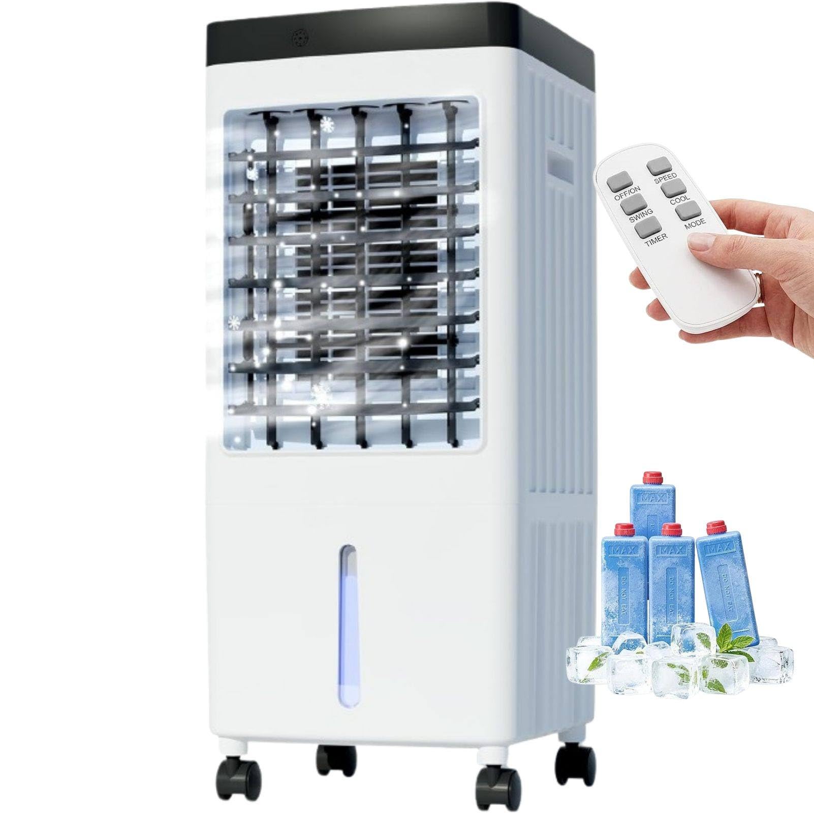 MhWrughts Energy Efficient Portable Air Conditioner Fan 15L Swamp Cooler with 3 Wind Speeds and Auto Cooling for Bedroom Apartment Office RemoteControl