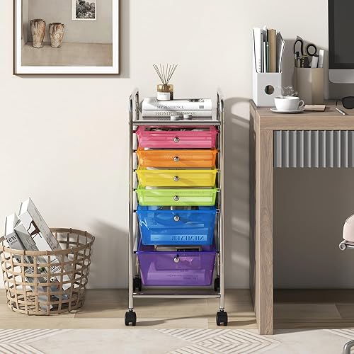 Miniatura 9 de ARLIME Carrito de almacenamiento con ruedas de 6 cajones, carrito organizador de almacenamiento multifuncional con ruedas, carrito de utilidad móvil