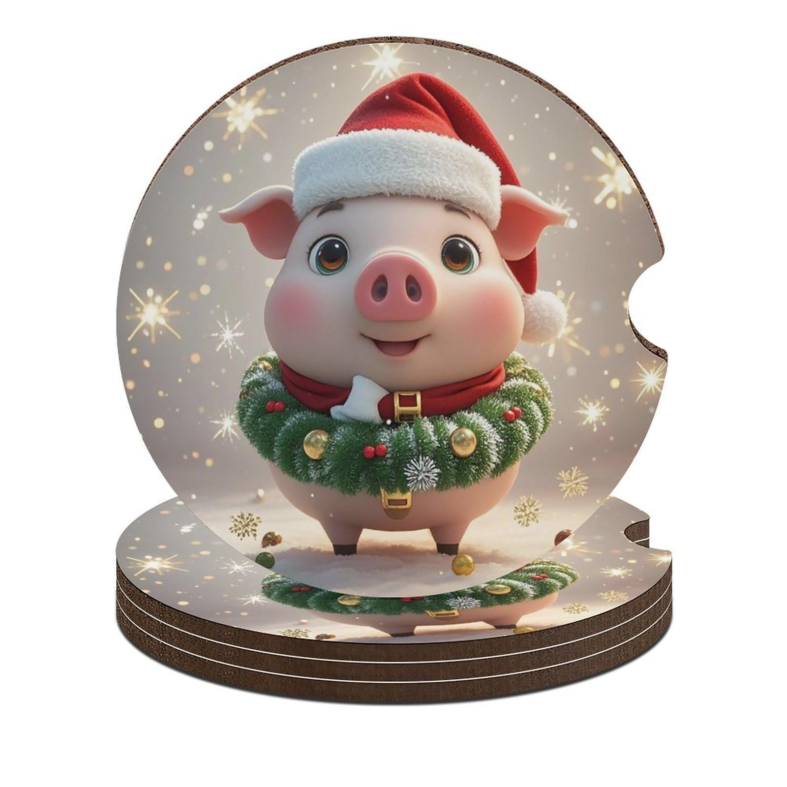Dessous de verre voiture absorbants et antidérapants pour Noël
