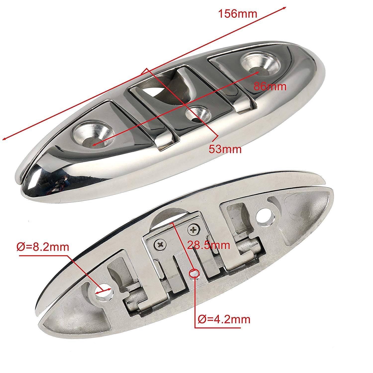 Amarine-made M1109S - Tacchetta Pieghevole in Acciaio Inox, 15,2 cm, 2 Pezzi