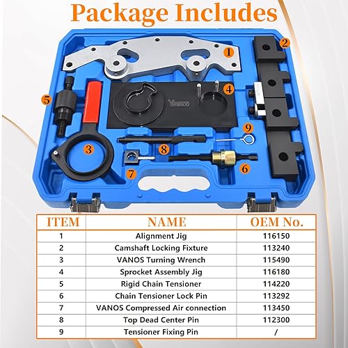 Miniatura 2 de Yuesstloo Kit de herramientas de bloqueo de alineación de árbol de levas Double Vanos, compatible con BMW M52 M52TU M54 M56, con guantes
