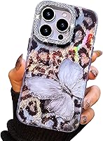Vista 21 de I-MGAE-IN-AR - Funda compacta para iPhone 16 Pro Max con diseño de mariposa plateada brillante, a la moda, suave, delgada, de poliuretano