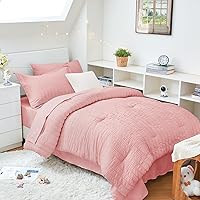 Vista 86 de HYMOKEGE Juego de edredón de sirsaca de 5 piezas, tamaño individual XL, color beige, cama de lujo en una bolsa para dormitorio, juego de ropa