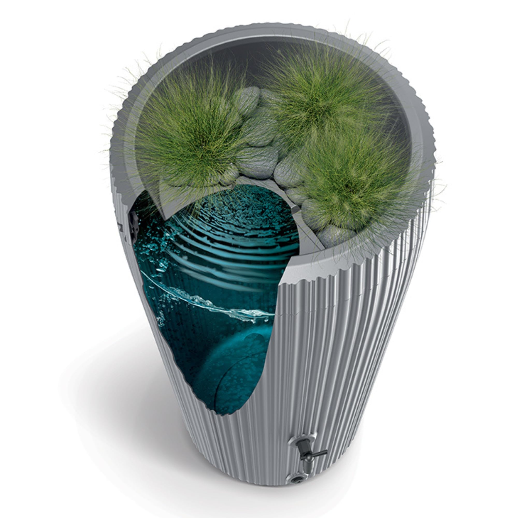 YourCasa EcoVase - Barril de lluvia (210 L, con grifo, para plantas, plástico, resistente a las heladas, depósito de agua de lluvia, para jardín, colector de lluvia, color gris)