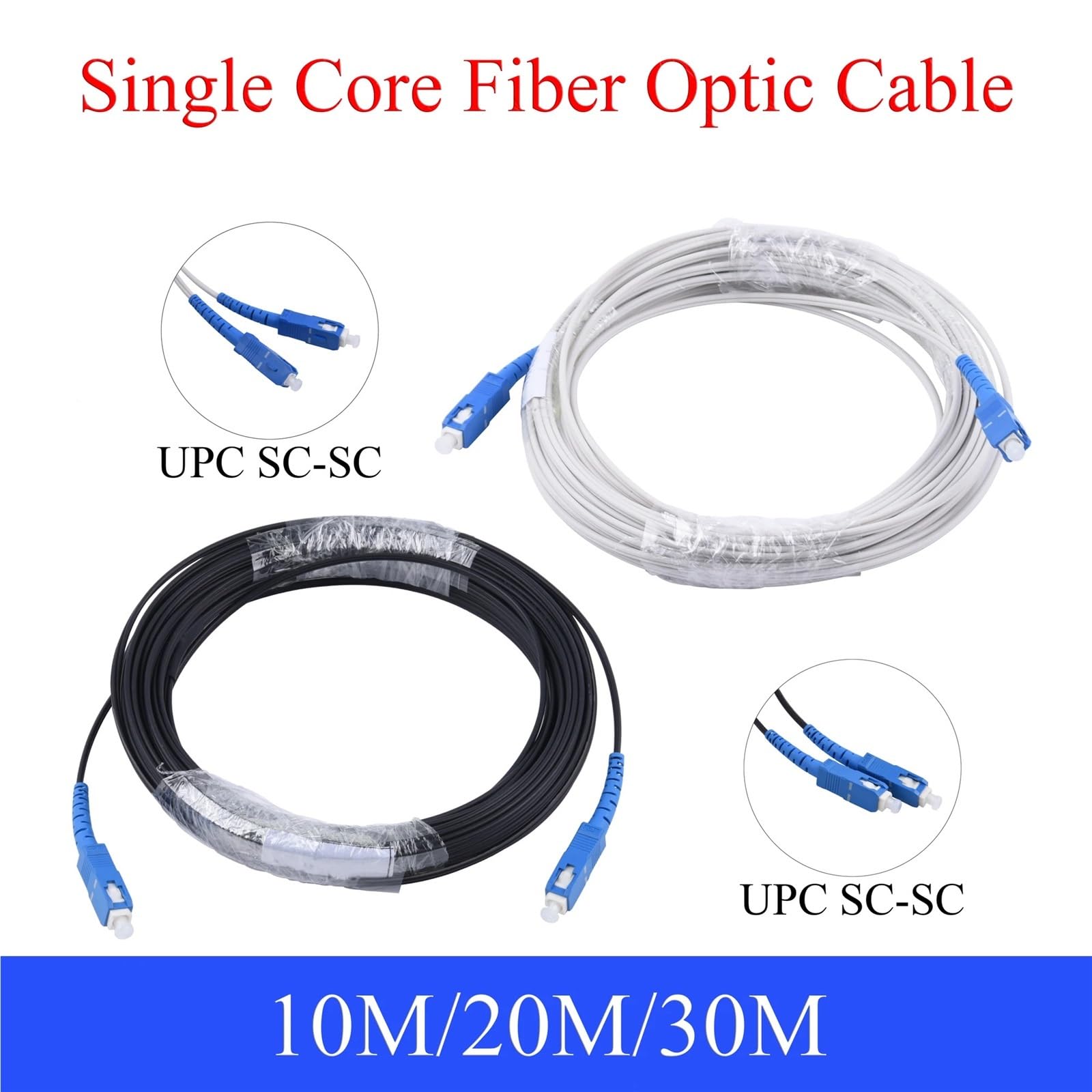 Câble d'extension fibre optique monomode monocœur Simplex UPC SC-SC 10/20/30 m for intérieur et extérieur(Outdoor 20M)