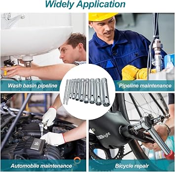 AEE® 6 Piece Sleeve Wrench Set – Torque Spark Plug Removal Attachment Kit – 8-9/10-11/12-13/14-15/16-17 mm – Ratchet Compatible Sleeve Socket Wrench Kit – Durable Metal For Hand Tools