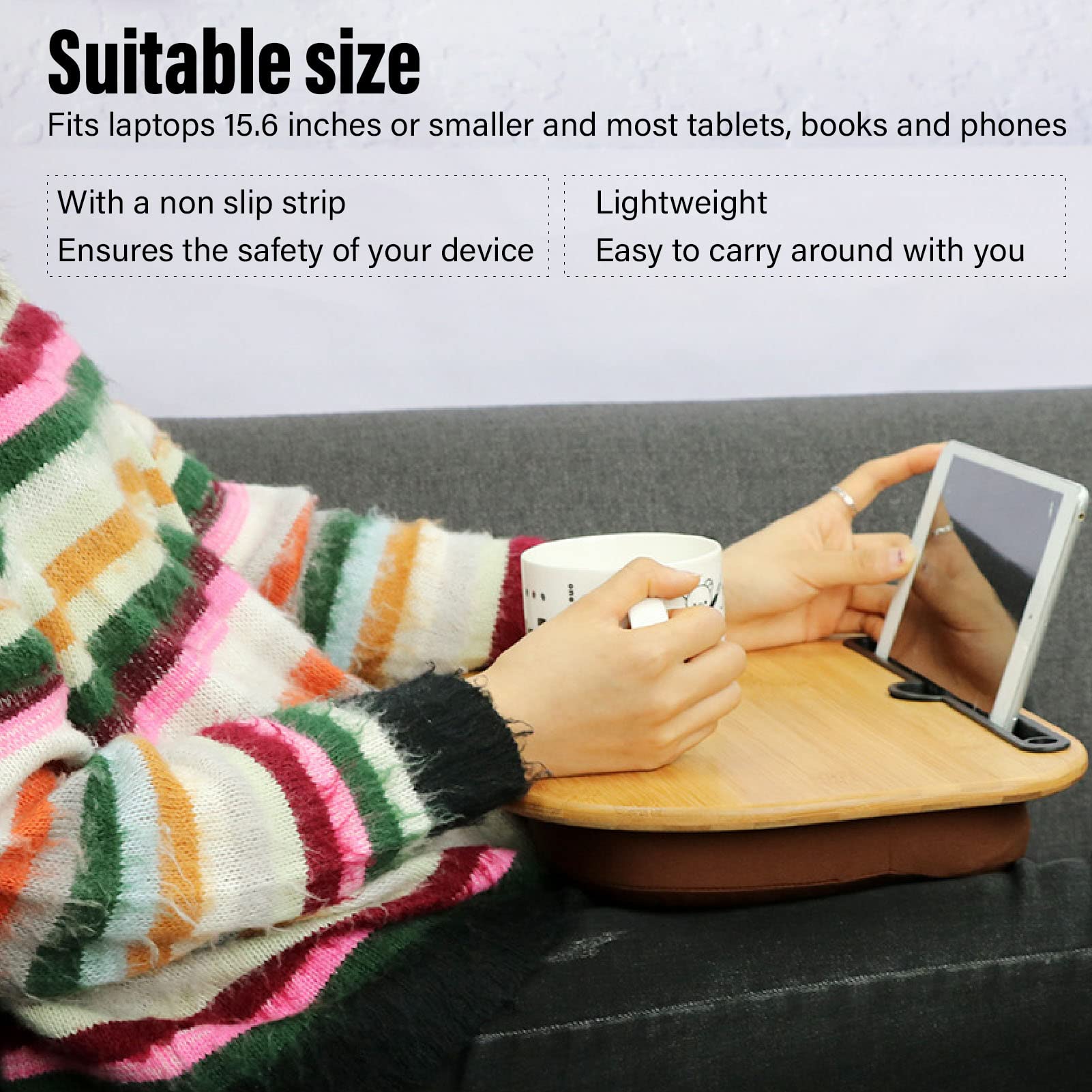 Generic Portable Lap Desk, Lap Laptop Desk with Pillow Cushion with Anti Slip Strip for Home Office Students Use as Computer Laptop Stand, Yellow