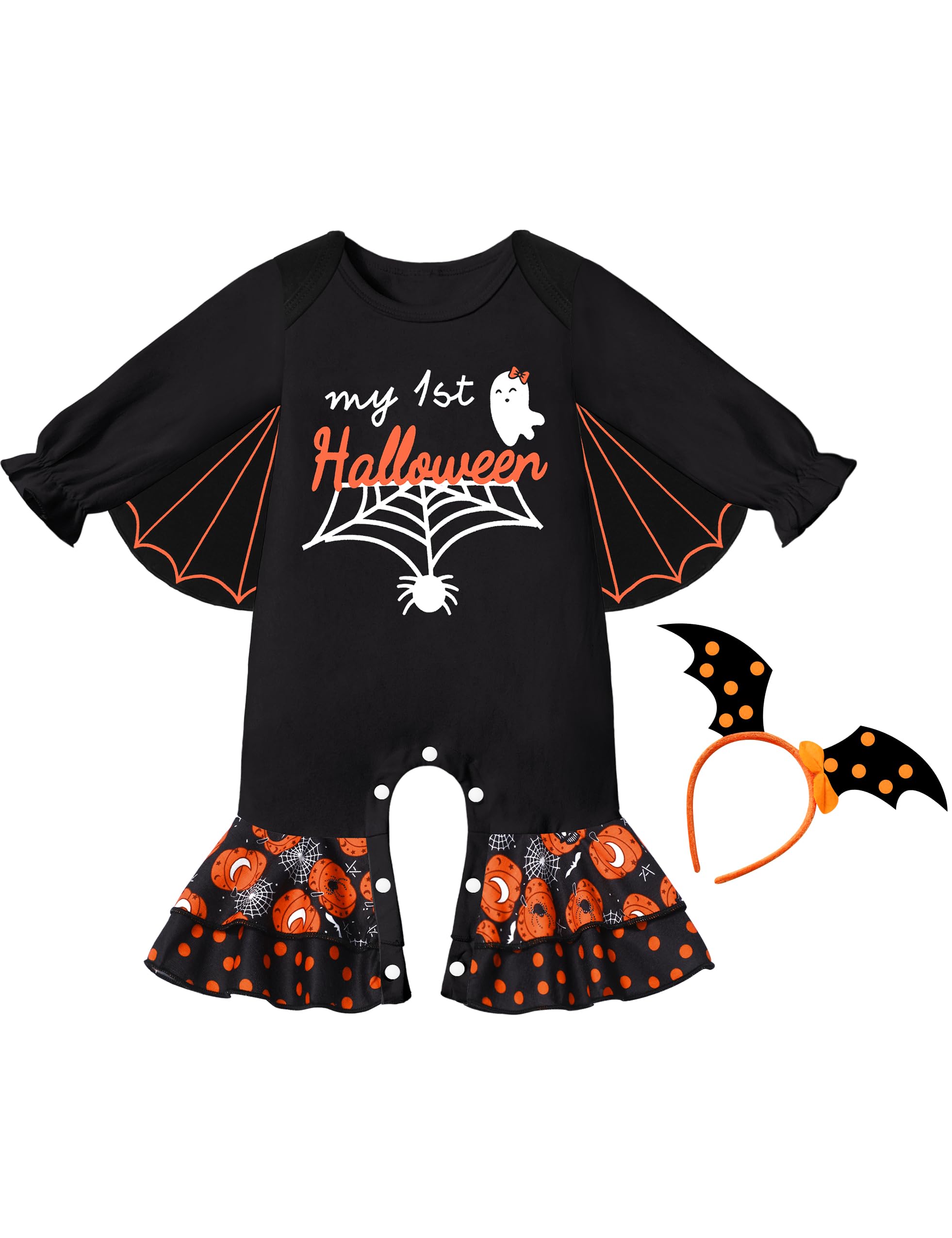 TyeSmo My First Halloween Outfit with Baby Girl Halloween Outfit Halloween Outfit Baby Girl Romper Halloween Baby Girl Outfit My First Halloween Baby Girl Outfit 9-12 Months, Orange