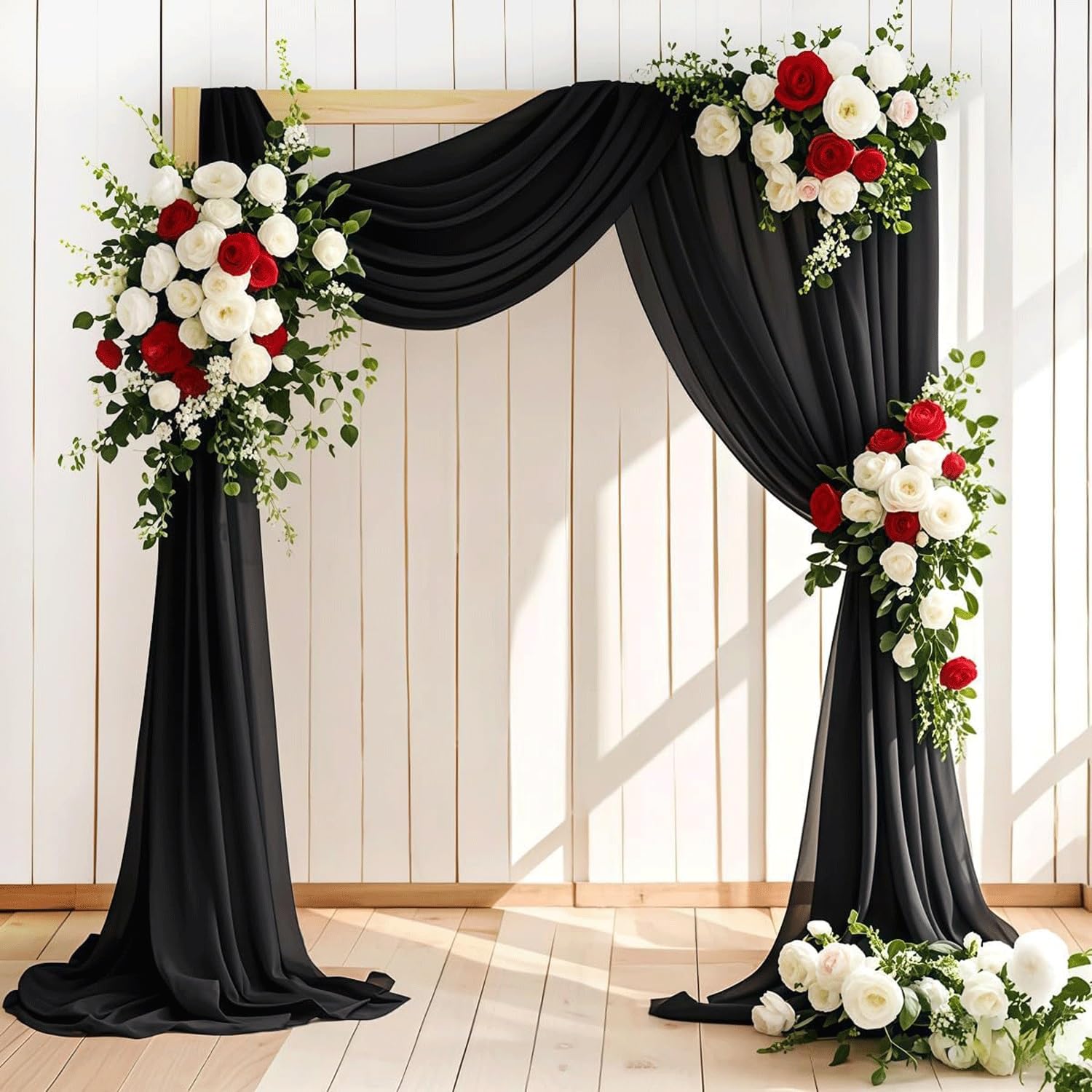 Dentelle pour décoration de porte de mariage drapé noir chic 6pcs