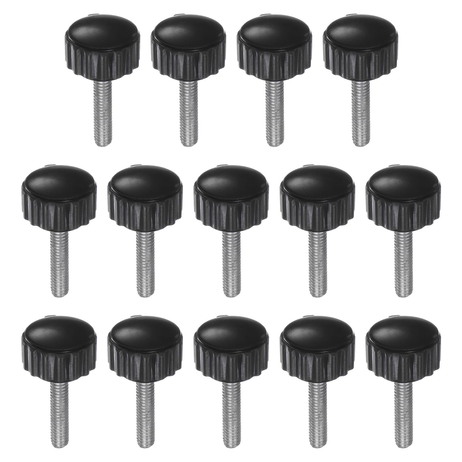 HARFINGTON 14pcs Knurled Knobs M4 x 15mm Male Thread 16mm Head Grip Plastic Metric Clamping Knobs Handles Thumb Screws with Threaded Stud, Black