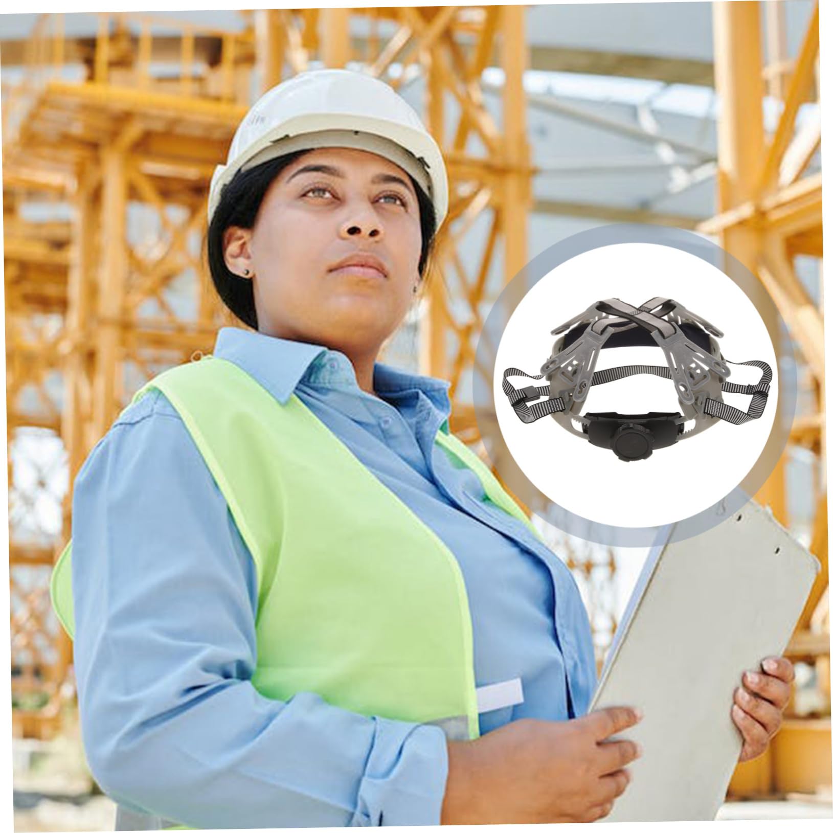 POPETPOP Forro del Casco Barbilla de Casco Universal Casco de construccion Duro suspensión de Casco de Repuesto Reemplazo de suspensión de Casco para Hombres. Tela Grey