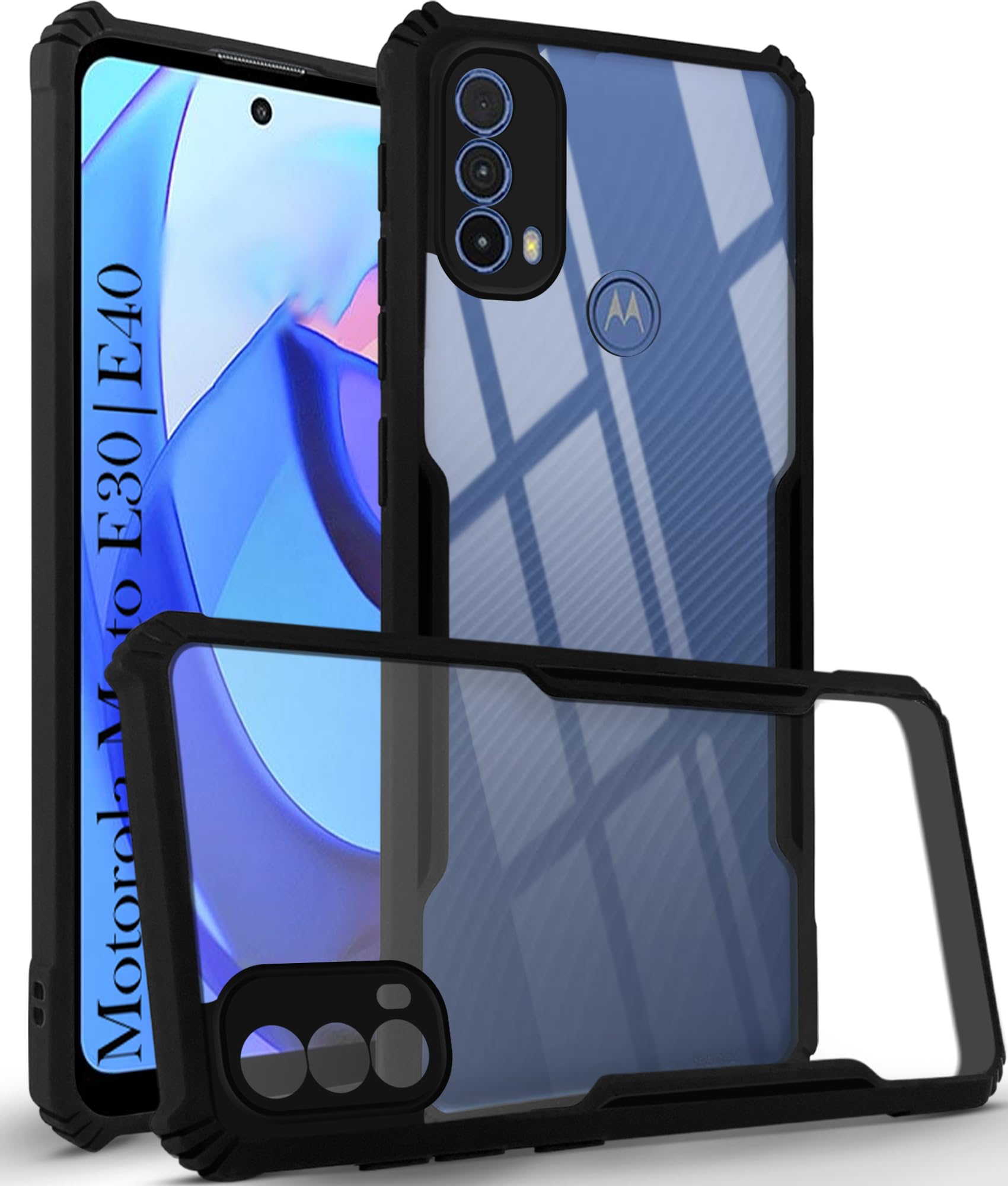 Jkobi Back Cover Case for Motorola Moto E40 | Moto E30 (Crystal Glass Back | Camera Protection | Shockproof Bumpers | Professional Black) (B09TXV6C8N) Amazon Price History, Amazon Price Tracker