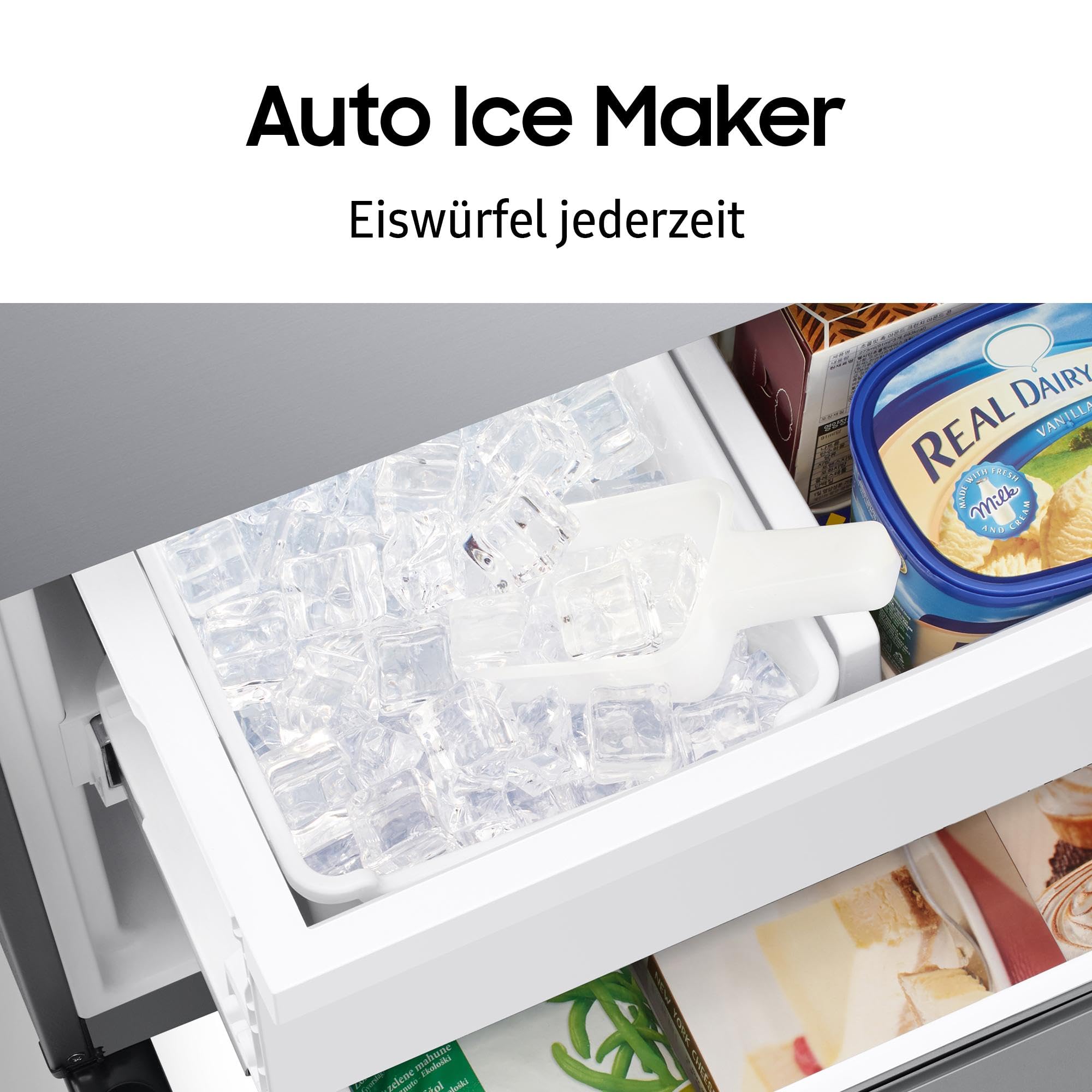 Samsung French-Door-Kühlschrank mit Gefrierfach, 178 cm, 649 l, AI Energy Mode (SmartThings), Auto Ice Maker, No Frost+, Edelstahl-Look, RF59C700ES9/EG