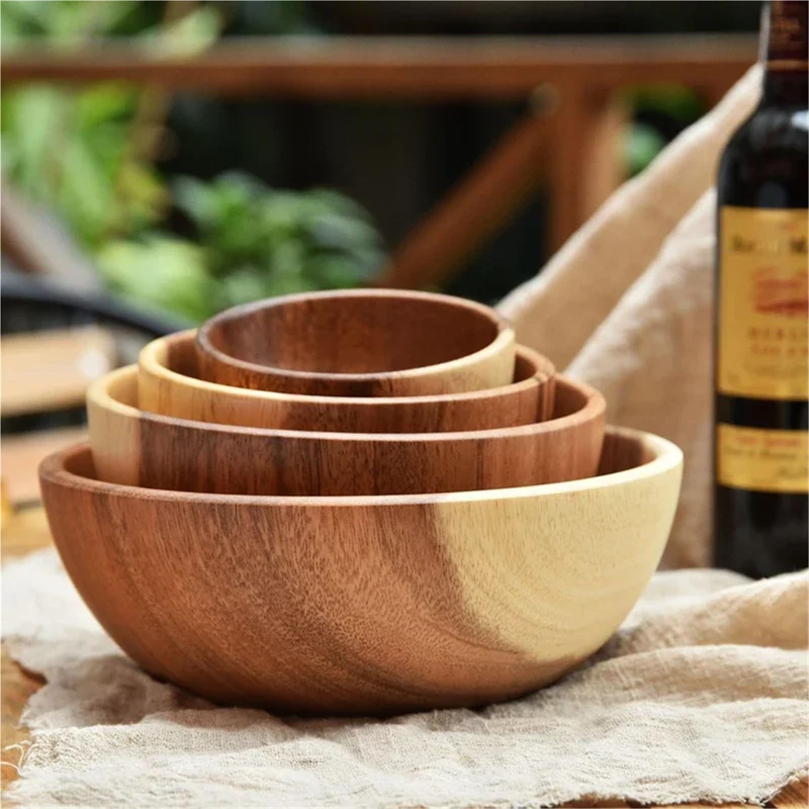 Fruitero de madera, Tazón De Madera Ensalada Sopa Frutas Fideos Ramen Vajilla Cocina