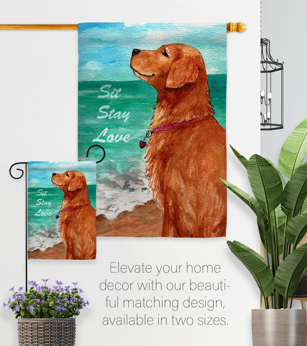 Breeze Decor PT-H-110084-IP Dog Puppy Spoiled Paw Canine Fur Pet Nature Farm Animal Creature Golden Stay Love, Made in USA